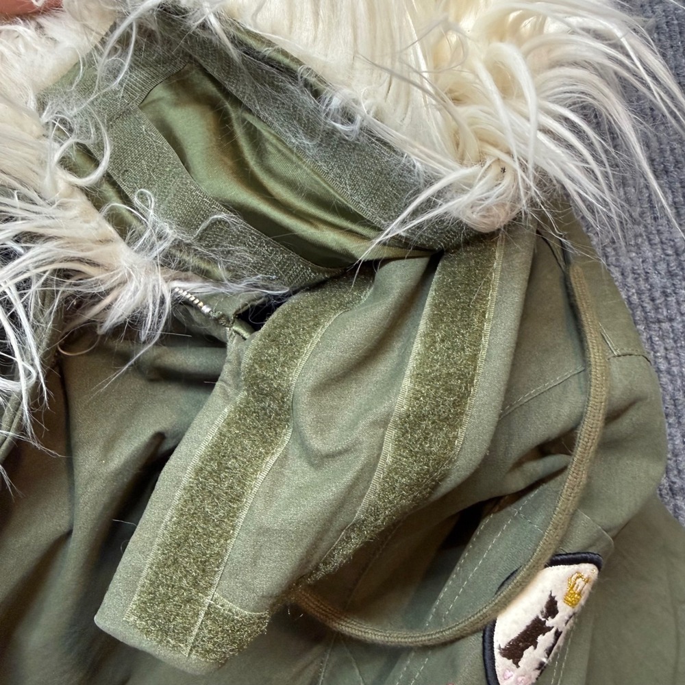 Vintage Juicy Couture Army Jacket Womens Large Olive Faux Fur Collar Rare Y2K - Picture 14 of 14
